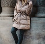 Öves steppelt télikabát fangó – Hosszított női télikabát – Innova Fashion – 8. kép